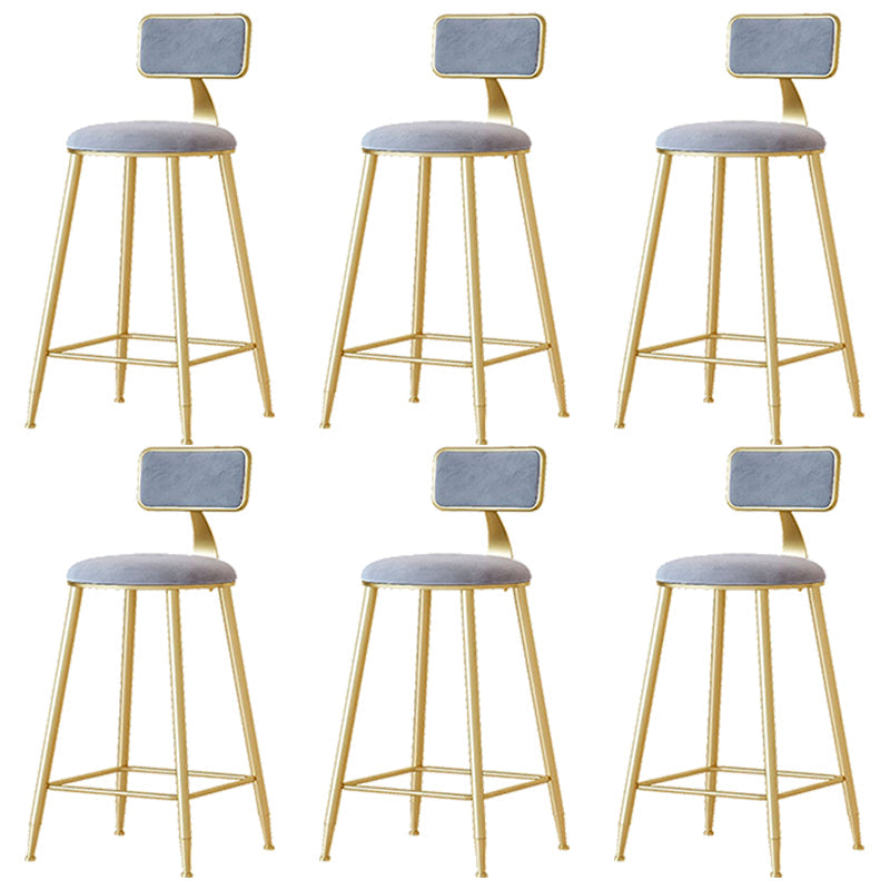 Nordic Backrest Armless Counter Stool Iron Cafe Bar Stool with  Pedal and Cushion