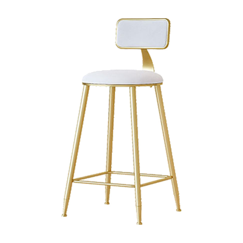 Nordic Backrest Armless Counter Stool Iron Cafe Bar Stool with  Pedal and Cushion