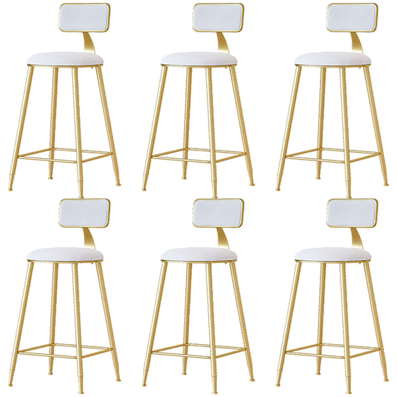 Nordic Backrest Armless Counter Stool Iron Cafe Bar Stool with  Pedal and Cushion