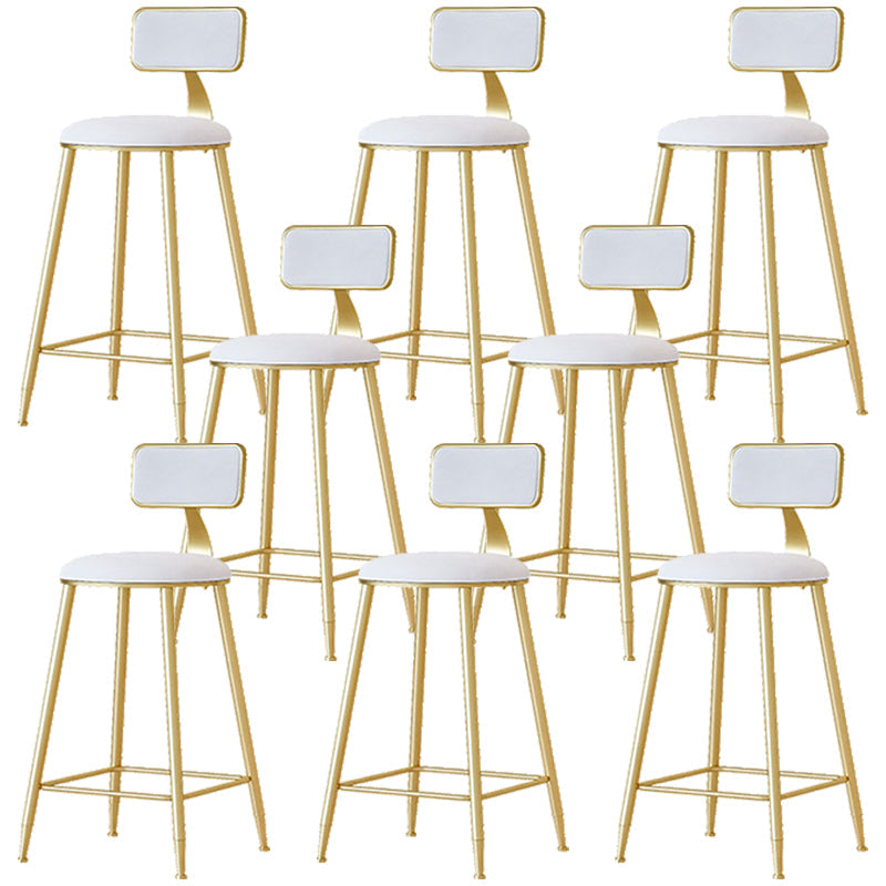 Nordic Backrest Armless Counter Stool Iron Cafe Bar Stool with  Pedal and Cushion