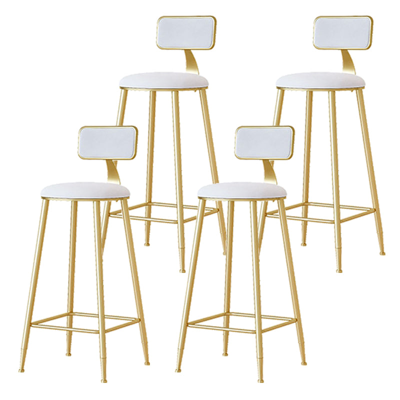 Nordic Backrest Armless Counter Stool Iron Cafe Bar Stool with  Pedal and Cushion