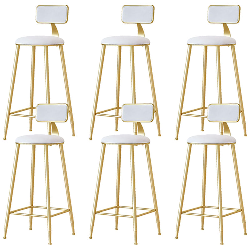 Nordic Backrest Armless Counter Stool Iron Cafe Bar Stool with  Pedal and Cushion