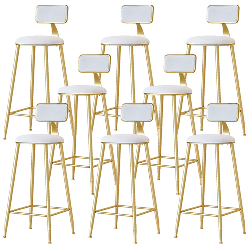 Nordic Backrest Armless Counter Stool Iron Cafe Bar Stool with  Pedal and Cushion