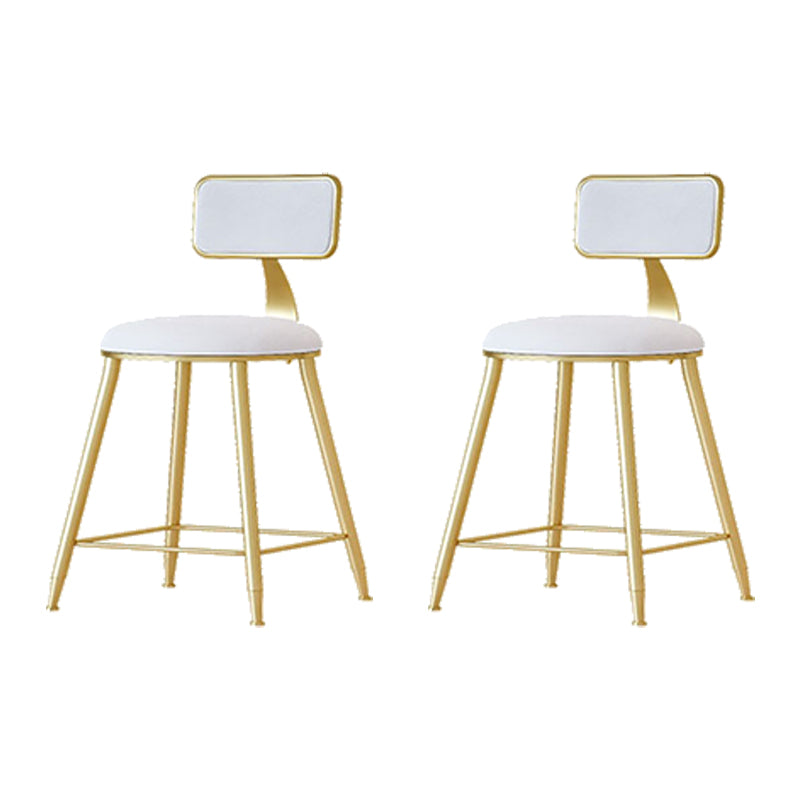 Nordic Backrest Armless Counter Stool Iron Cafe Bar Stool with  Pedal and Cushion