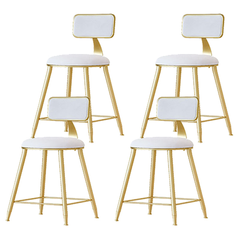 Nordic Backrest Armless Counter Stool Iron Cafe Bar Stool with  Pedal and Cushion