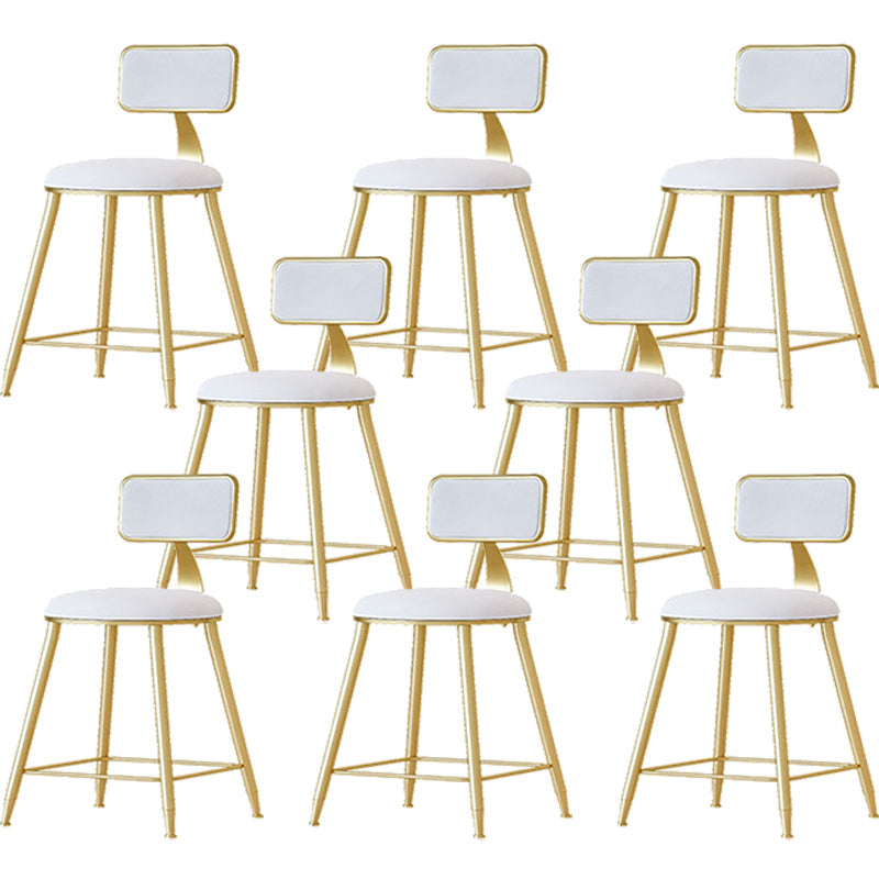 Nordic Backrest Armless Counter Stool Iron Cafe Bar Stool with  Pedal and Cushion