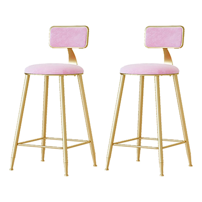 Nordic Backrest Armless Counter Stool Iron Cafe Bar Stool with  Pedal and Cushion