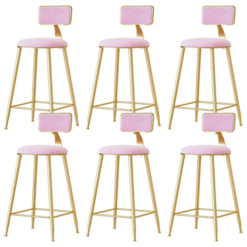 Nordic Backrest Armless Counter Stool Iron Cafe Bar Stool with  Pedal and Cushion