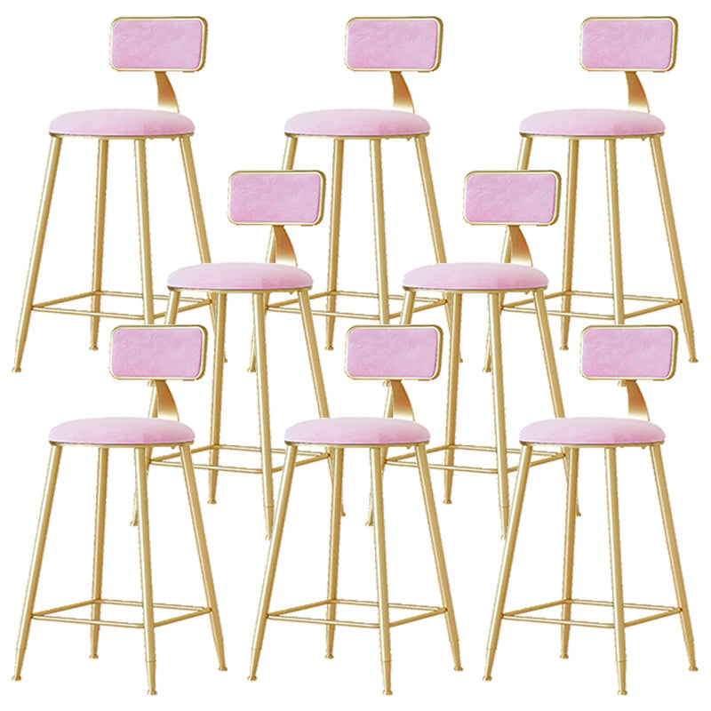 Nordic Backrest Armless Counter Stool Iron Cafe Bar Stool with  Pedal and Cushion