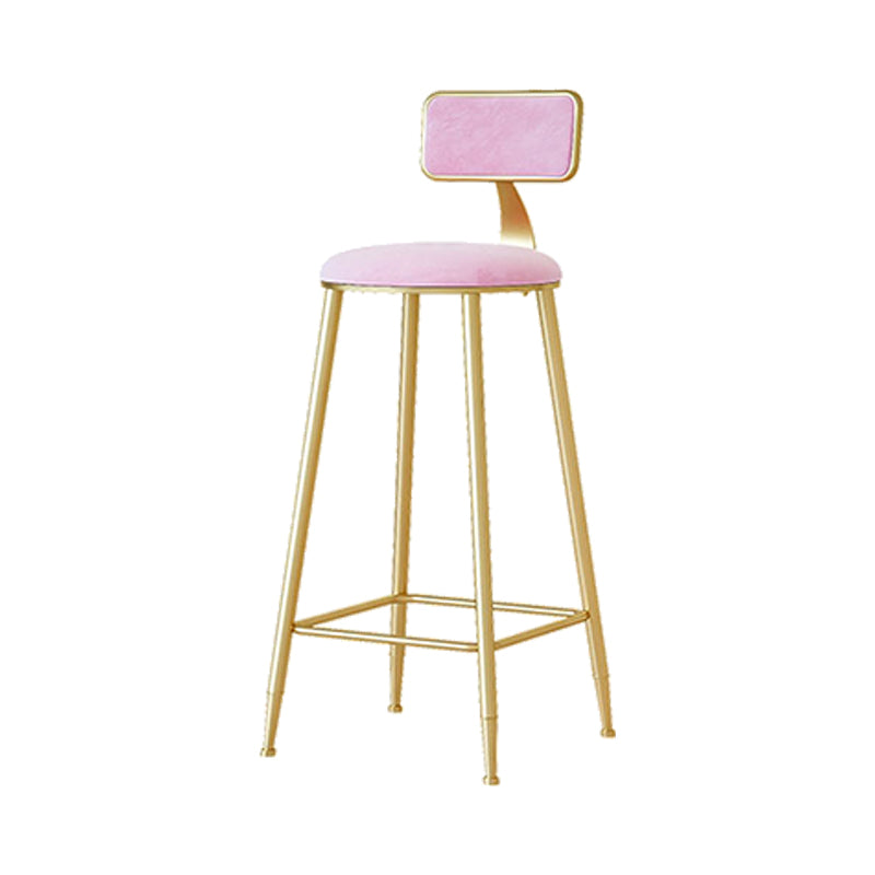 Nordic Backrest Armless Counter Stool Iron Cafe Bar Stool with  Pedal and Cushion