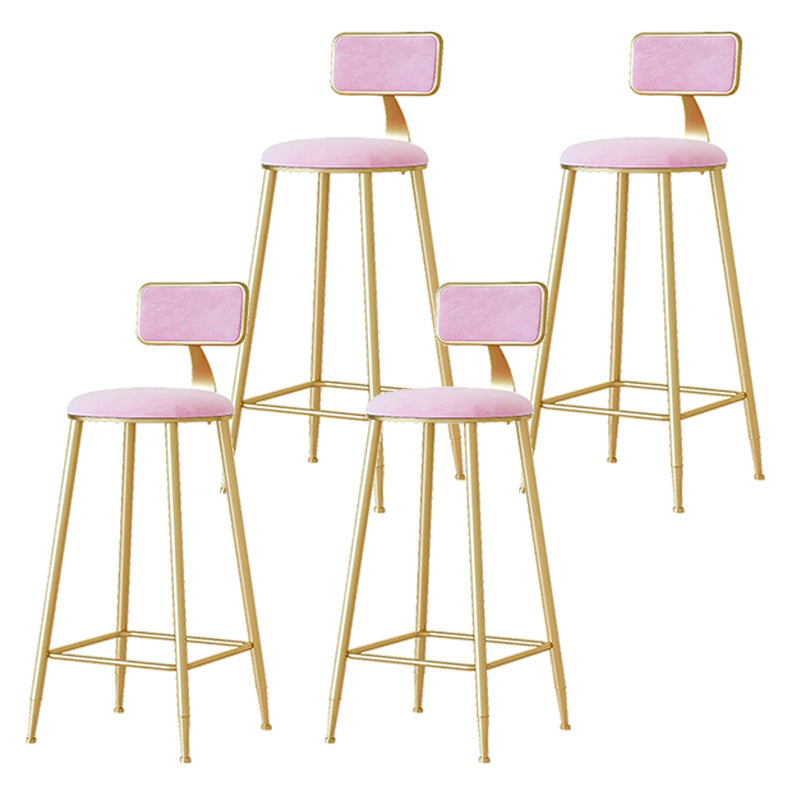 Nordic Backrest Armless Counter Stool Iron Cafe Bar Stool with  Pedal and Cushion