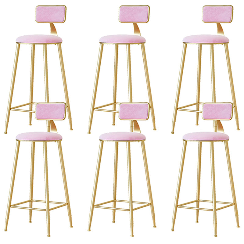 Nordic Backrest Armless Counter Stool Iron Cafe Bar Stool with  Pedal and Cushion