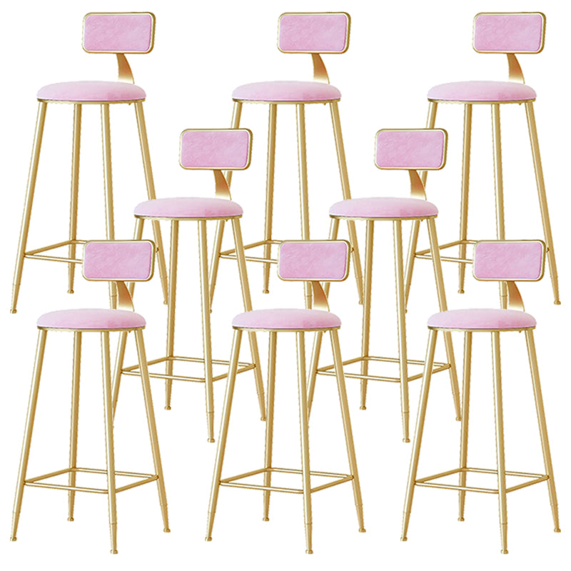 Nordic Backrest Armless Counter Stool Iron Cafe Bar Stool with  Pedal and Cushion