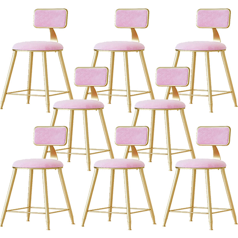 Nordic Backrest Armless Counter Stool Iron Cafe Bar Stool with  Pedal and Cushion