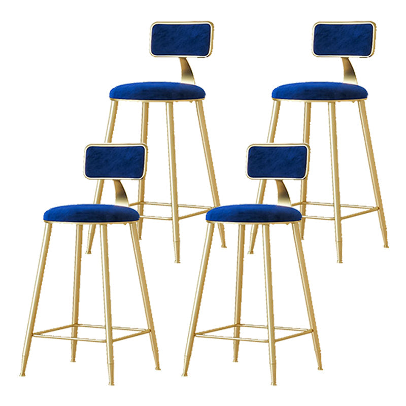 Nordic Backrest Armless Counter Stool Iron Cafe Bar Stool with  Pedal and Cushion