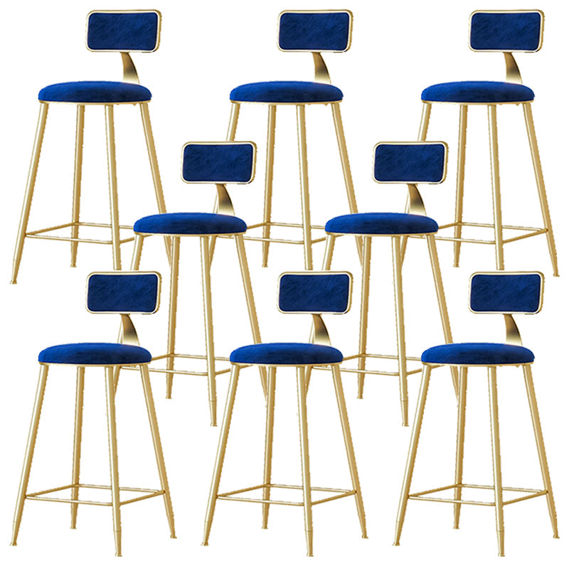 Nordic Backrest Armless Counter Stool Iron Cafe Bar Stool with  Pedal and Cushion