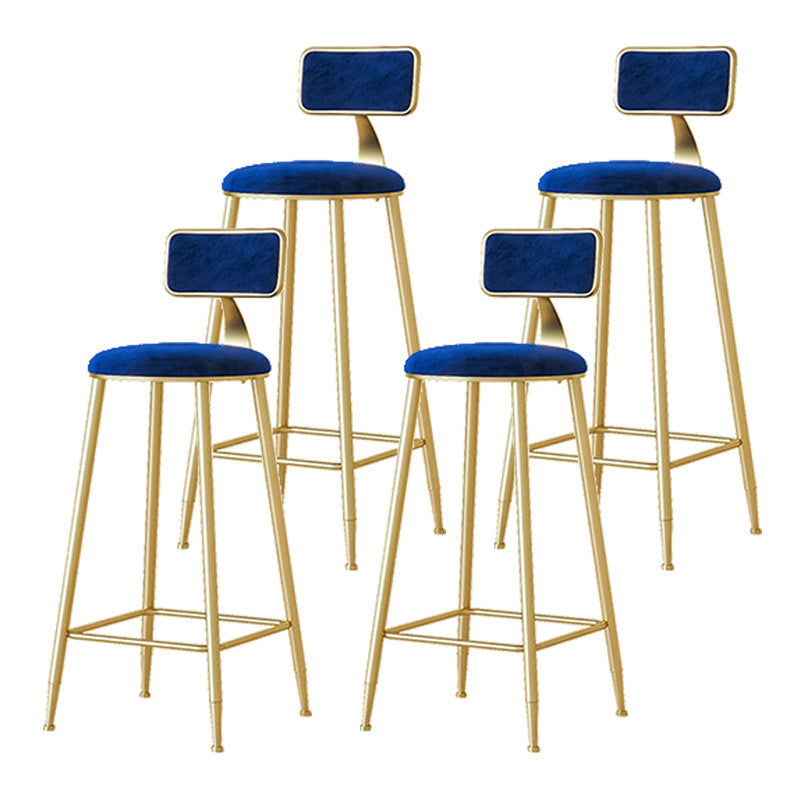 Nordic Backrest Armless Counter Stool Iron Cafe Bar Stool with  Pedal and Cushion