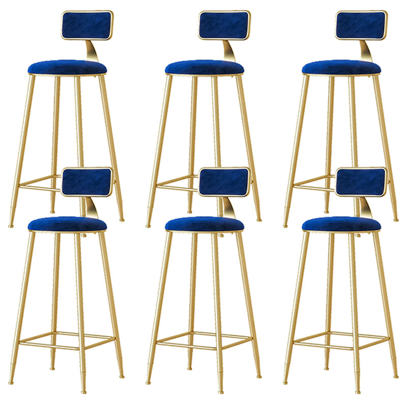 Nordic Backrest Armless Counter Stool Iron Cafe Bar Stool with  Pedal and Cushion