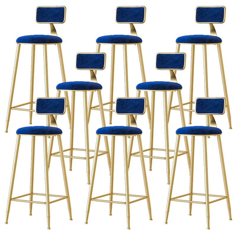 Nordic Backrest Armless Counter Stool Iron Cafe Bar Stool with  Pedal and Cushion