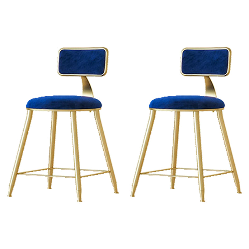 Nordic Backrest Armless Counter Stool Iron Cafe Bar Stool with  Pedal and Cushion