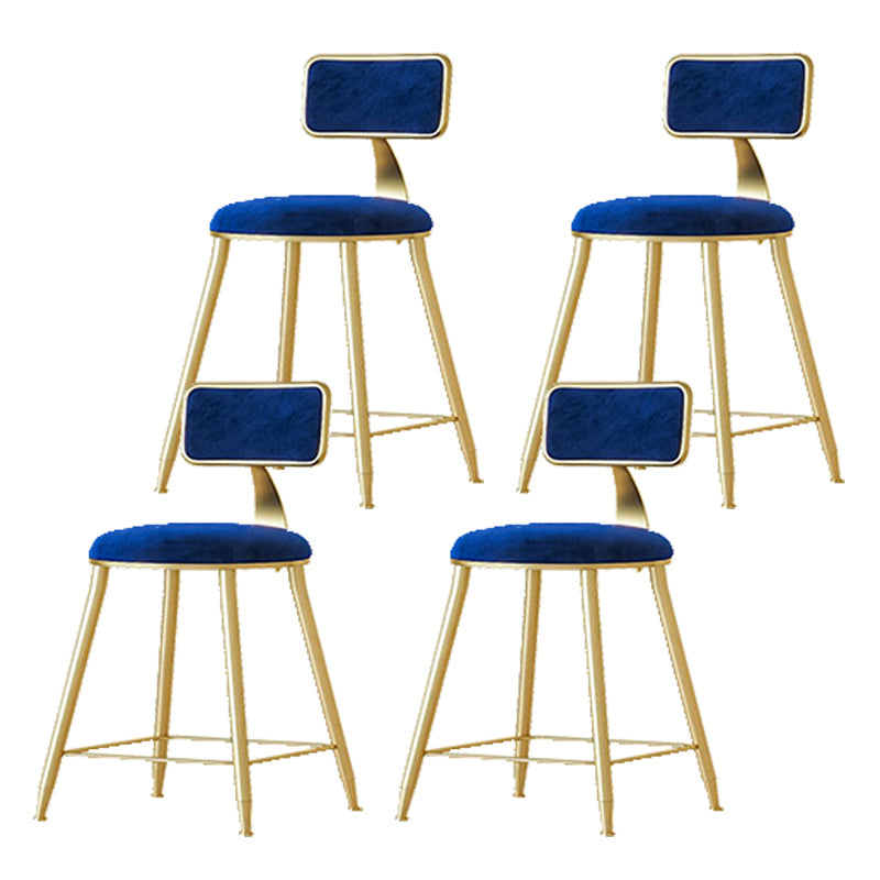 Nordic Backrest Armless Counter Stool Iron Cafe Bar Stool with  Pedal and Cushion