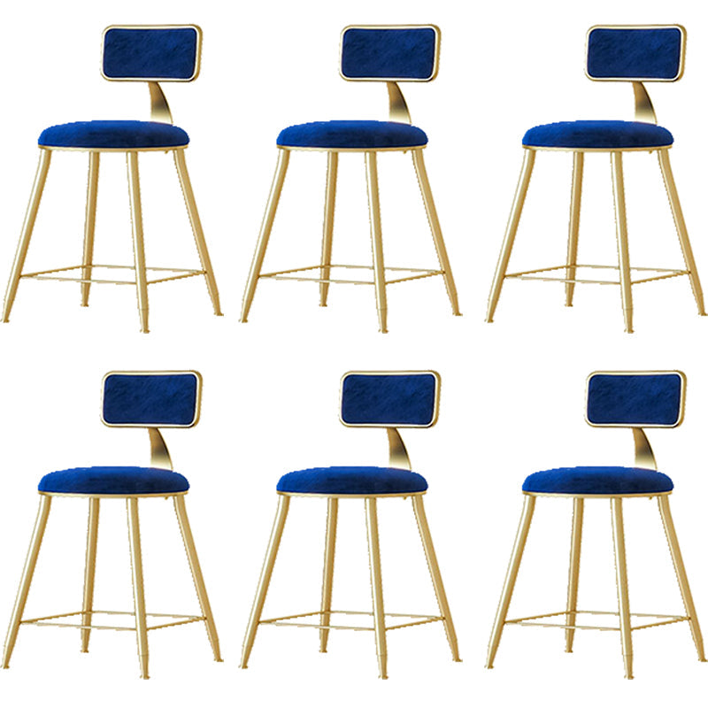 Nordic Backrest Armless Counter Stool Iron Cafe Bar Stool with  Pedal and Cushion