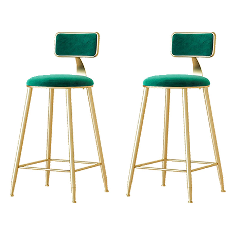 Nordic Backrest Armless Counter Stool Iron Cafe Bar Stool with  Pedal and Cushion