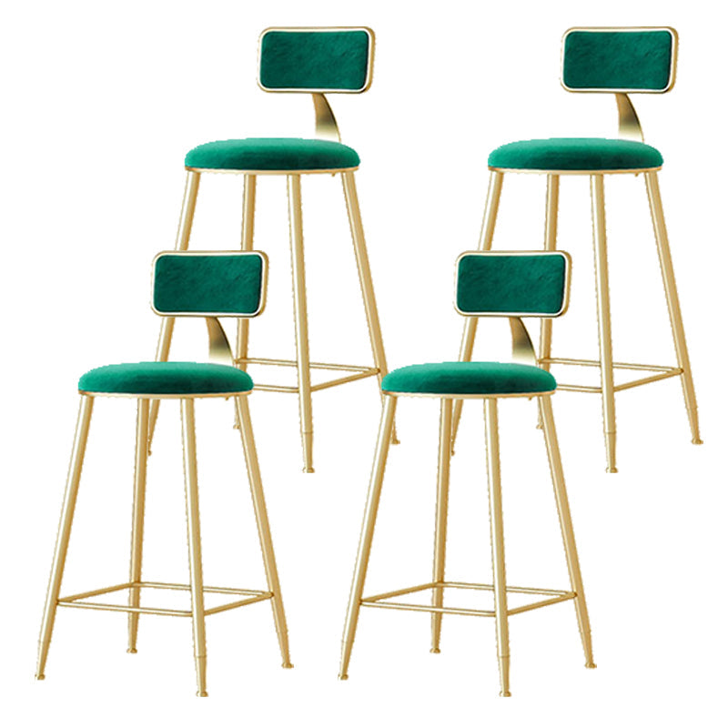 Nordic Backrest Armless Counter Stool Iron Cafe Bar Stool with  Pedal and Cushion