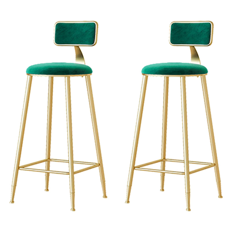 Nordic Backrest Armless Counter Stool Iron Cafe Bar Stool with  Pedal and Cushion