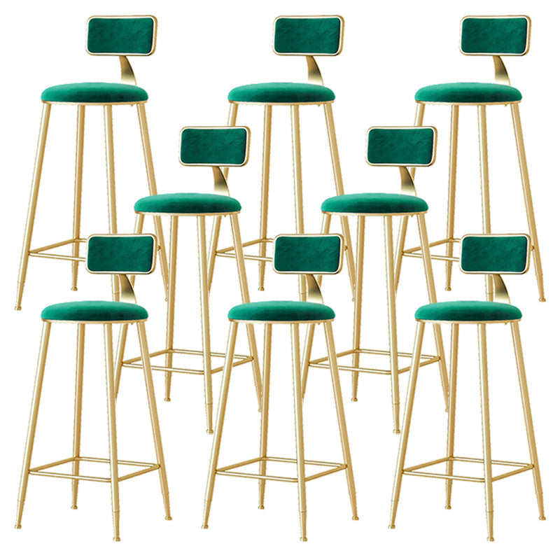 Nordic Backrest Armless Counter Stool Iron Cafe Bar Stool with  Pedal and Cushion