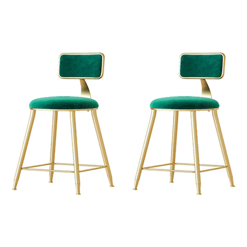 Nordic Backrest Armless Counter Stool Iron Cafe Bar Stool with  Pedal and Cushion