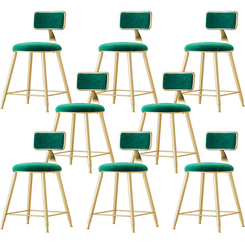 Nordic Backrest Armless Counter Stool Iron Cafe Bar Stool with  Pedal and Cushion