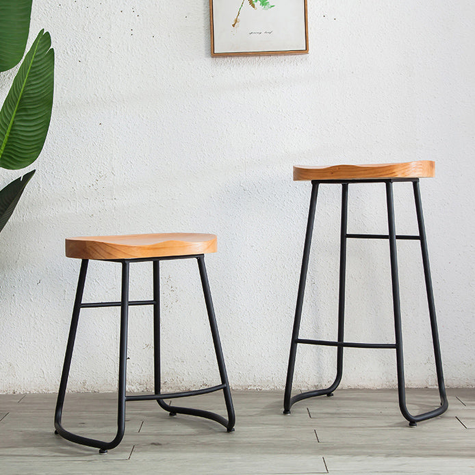 Industrial Indoor Solid Wood Stool Footrest Backless Contoured Seat Dining Stool Clearhalo 'Bar Furniture' 'Bar Stools' 'bar_stools' 'furn' 'furn_bar_stools' 'Furniture' 'Kitchen & Dining Furniture' 6122705