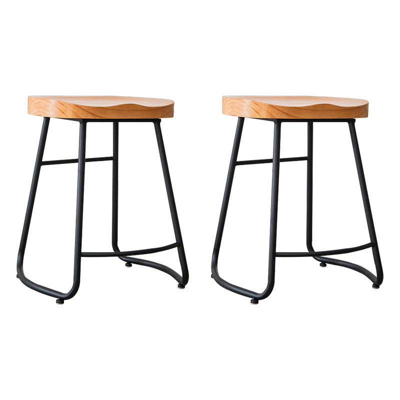 Industrial Indoor Solid Wood Stool Footrest Backless Contoured Seat Dining Stool Natural 2 Piece Set Clearhalo 'Bar Furniture' 'Bar Stools' 'bar_stools' 'furn' 'furn_bar_stools' 'Furniture' 'Kitchen & Dining Furniture' 6122713