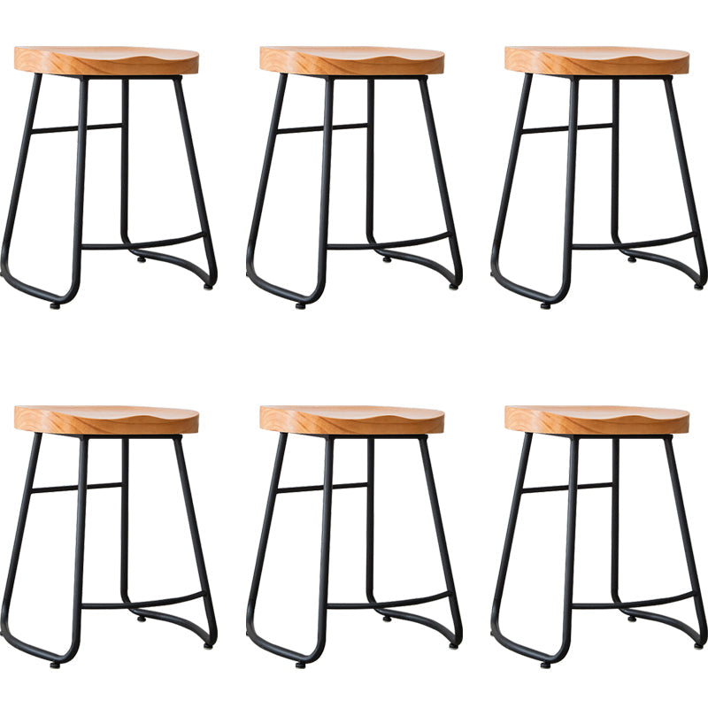 Industrial Indoor Solid Wood Stool Footrest Backless Contoured Seat Dining Stool Natural 6 Piece Set Clearhalo 'Bar Furniture' 'Bar Stools' 'bar_stools' 'furn' 'furn_bar_stools' 'Furniture' 'Kitchen & Dining Furniture' 6122717