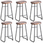 Industrial Indoor Solid Wood Stool Footrest Backless Contoured Seat Dining Stool Walnut 6 Piece Set Clearhalo 'Bar Furniture' 'Bar Stools' 'bar_stools' 'furn' 'furn_bar_stools' 'Furniture' 'Kitchen & Dining Furniture' 6122721