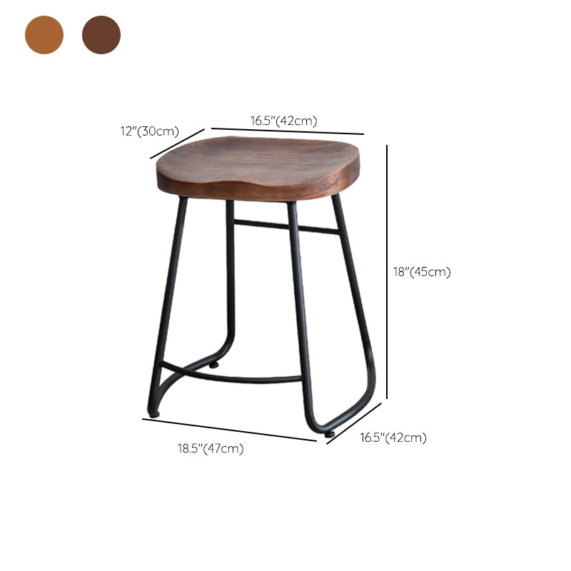 Industrial Indoor Solid Wood Stool Footrest Backless Contoured Seat Dining Stool Clearhalo 'Bar Furniture' 'Bar Stools' 'bar_stools' 'furn' 'furn_bar_stools' 'Furniture' 'Kitchen & Dining Furniture' 6122727
