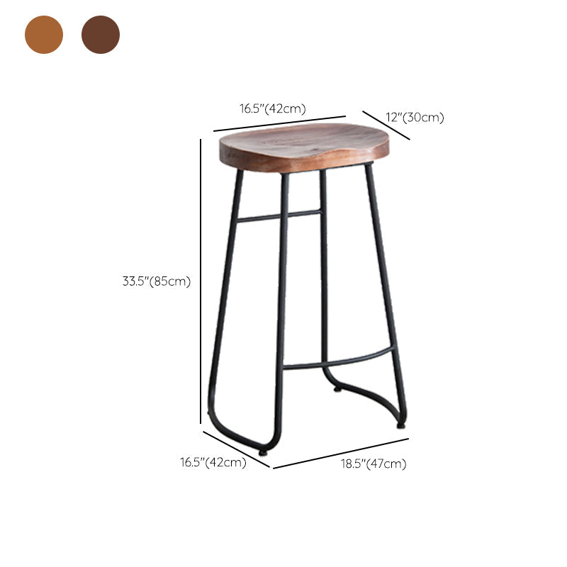 Industrial Indoor Solid Wood Stool Footrest Backless Contoured Seat Dining Stool Clearhalo 'Bar Furniture' 'Bar Stools' 'bar_stools' 'furn' 'furn_bar_stools' 'Furniture' 'Kitchen & Dining Furniture' 6122731