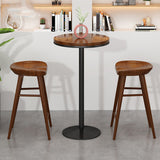 Indoor Modern Counter-height Stool Solid Wood Footrest Saddle Seat Counter Stool