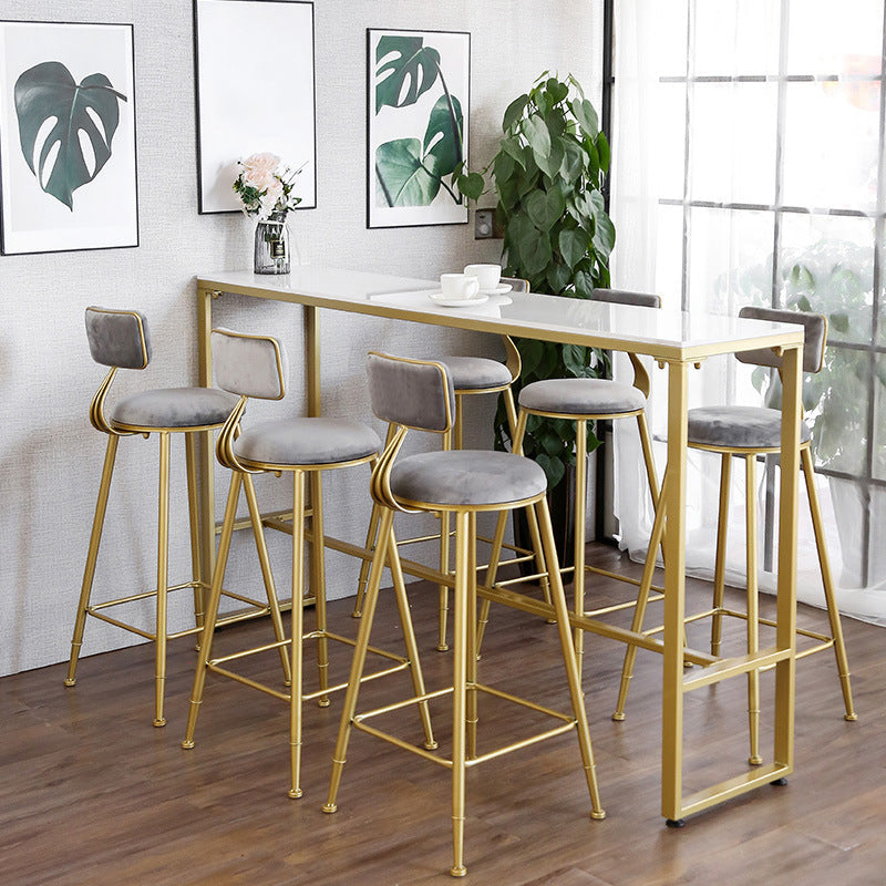 Nordic Backrest Armless Counter Stool Iron Kitchen Bar Stool with Gold Base