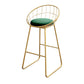 Nordic Backrest Armless Counter Stool Iron Kitchen Bar Stool with Gold Base