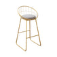 Nordic Backrest Armless Counter Stool Iron Kitchen Bar Stool with Gold Base