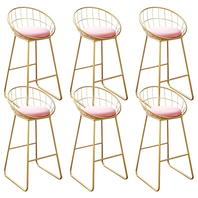 Nordic Backrest Armless Counter Stool Iron Kitchen Bar Stool with Gold Base