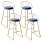 Nordic Backrest Armless Counter Stool Iron Kitchen Bar Stool with Gold Base