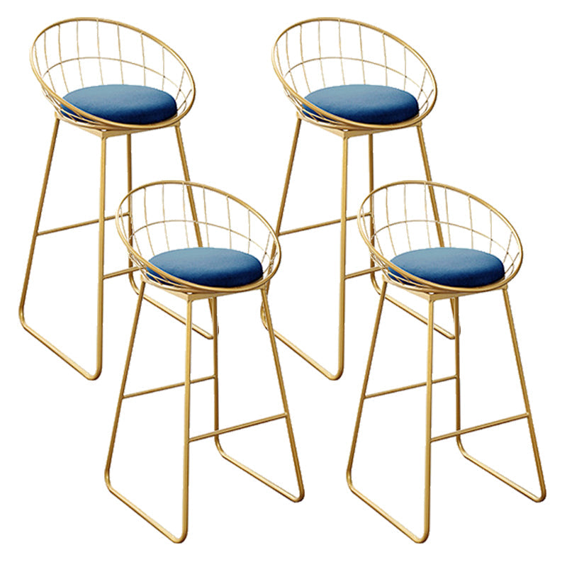 Nordic Backrest Armless Counter Stool Iron Kitchen Bar Stool with Gold Base