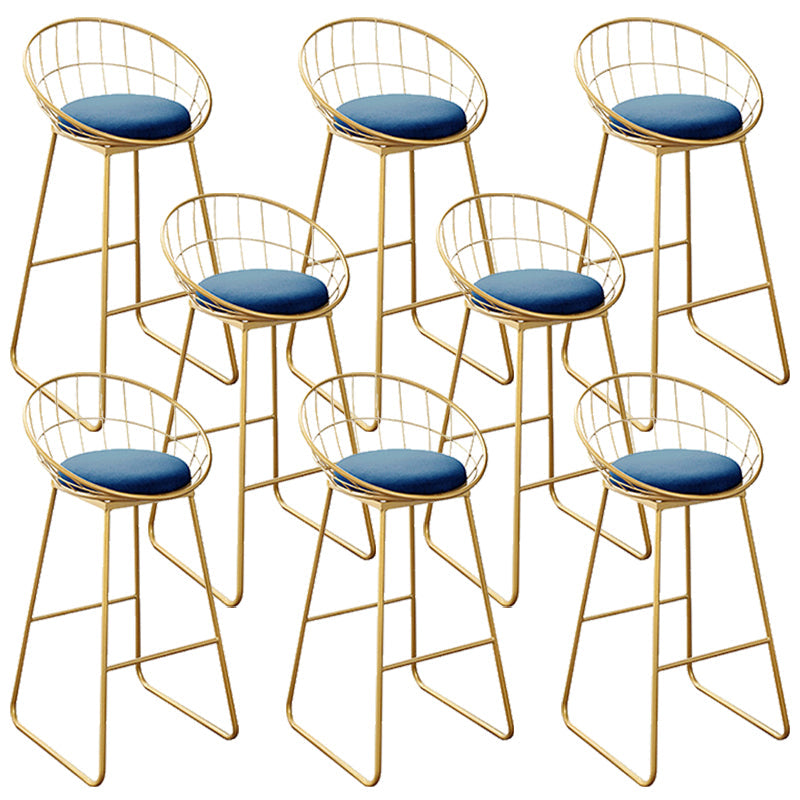 Nordic Backrest Armless Counter Stool Iron Kitchen Bar Stool with Gold Base