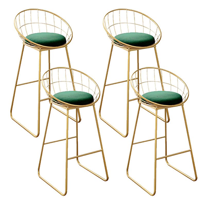 Nordic Backrest Armless Counter Stool Iron Kitchen Bar Stool with Gold Base