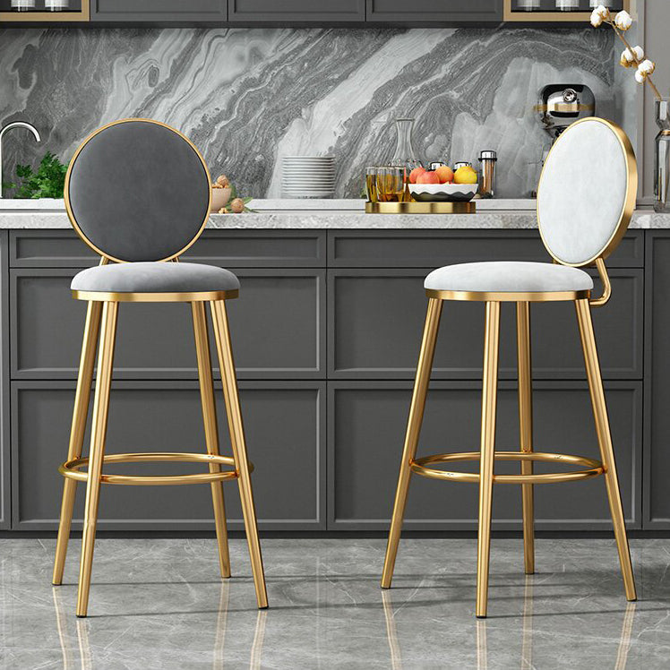 Nordic Armless Backrest Counter Stool Steel Kitchen Bar Stool with Cushion and Pedal Clearhalo 'Bar Furniture' 'Bar Stools' 'bar_stools' 'furn' 'furn_bar_stools' 'Furniture' 'Kitchen & Dining Furniture' 6122842