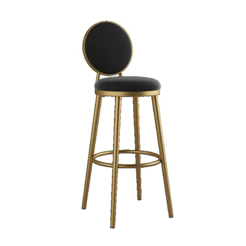 Nordic Armless Backrest Counter Stool Steel Kitchen Bar Stool with Cushion and Pedal Black 1 Piece Clearhalo 'Bar Furniture' 'Bar Stools' 'bar_stools' 'furn' 'furn_bar_stools' 'Furniture' 'Kitchen & Dining Furniture' 6122843