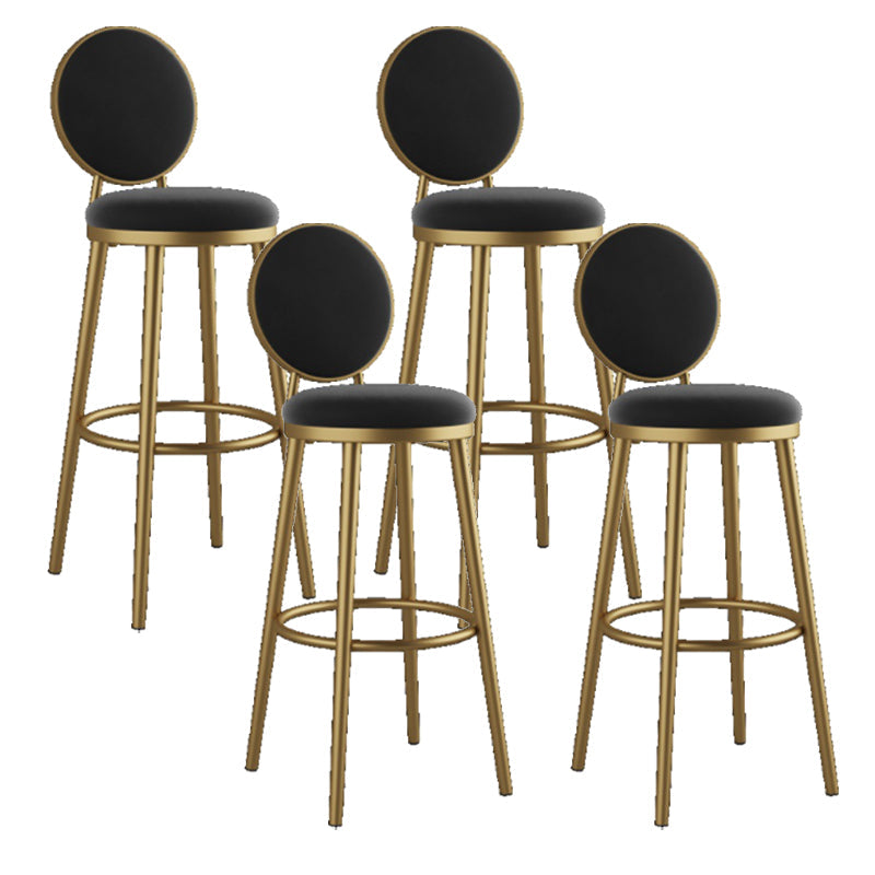 Nordic Armless Backrest Counter Stool Steel Kitchen Bar Stool with Cushion and Pedal Black 4 Piece Set Clearhalo 'Bar Furniture' 'Bar Stools' 'bar_stools' 'furn' 'furn_bar_stools' 'Furniture' 'Kitchen & Dining Furniture' 6122846